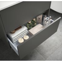 Meuble de salle de bain suspendu 70 cm gris opaque avec lavabo en porcelaine | Standard
