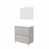 Meuble de salle de bain moderne lavabo 80cm miroir Lisbonne 80 - Gris
