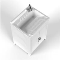 Évier 1 bac en résine thermoplastique 60x50 cm – Résistant aux acides et intempéries – Installation facile pour intérieur et extérieur – Mongardi