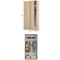 Armoire 100x200H cm Roble Canadian 2 portes coulissantes | Roble Canadian