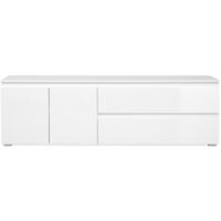 Meuble TV 2 portes 2 tiroirs 180x40,1x55 cm blanc brillant - MALIO