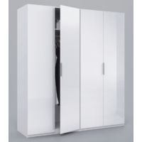 Armoire 180x200H cm blanc brillant avec quatre portes | Blanc