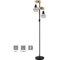 Lampe de plancher 40x166,5x250 cm en fer noir avec support en bois - Eglo Townshend