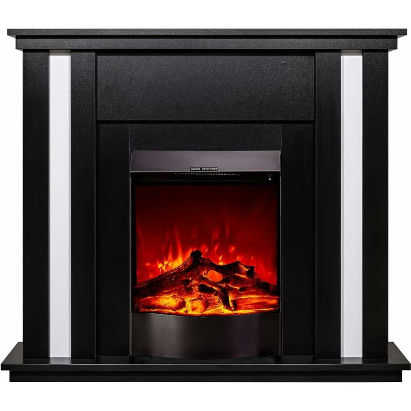 Gustavo Corner Electric Fireplace with Heater - Realistic LED Flame Effect  - Thermostat
