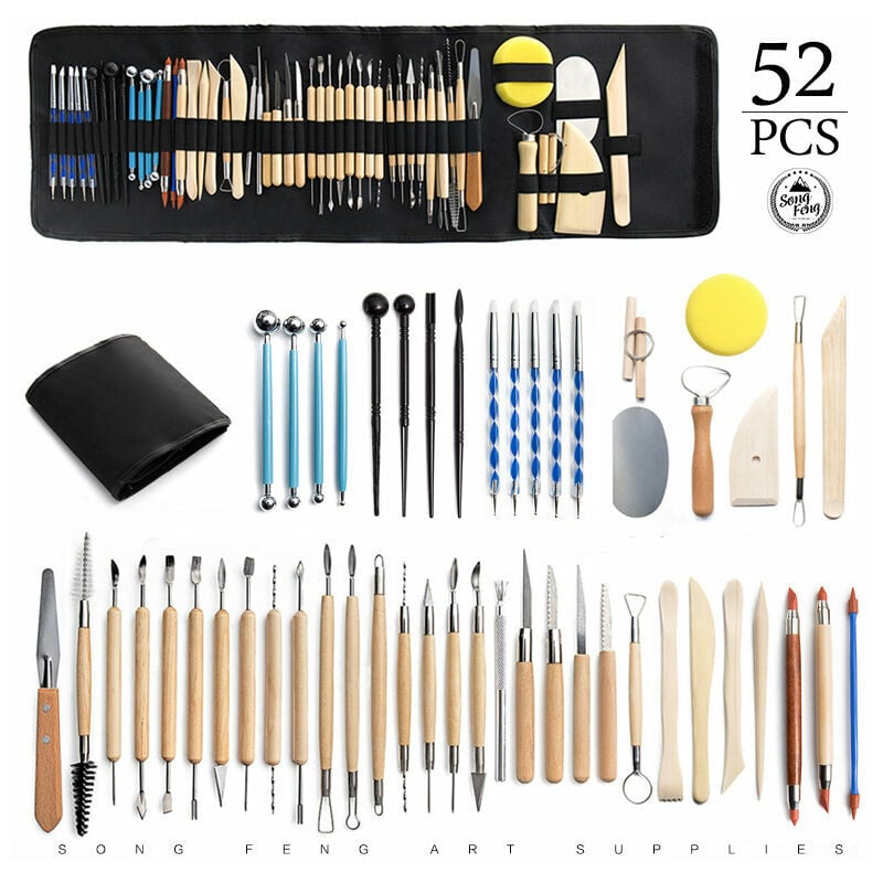 15 Pcs Clay Sculpting Tool Set Polymer Clay Pottery Tools Ball Stylus  Dotting Tools Acrylic Clay Roller And Sheet Pottery