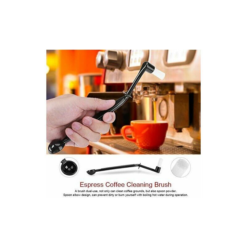 Coffee Machine Brush Kit Elbow Spoon Nylon Head Washable White Black - White, Black