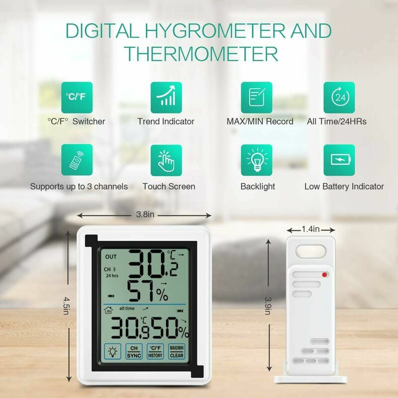 WiFi Hygrometer Thermometer Sensor with External Probe,Aquarium Thermometer, Wireless Digital Monitor Real-time sync Update, Backlight LCD,Work with  Tuya app,for Home Greenhouse,Fish Tank, Refrigerator