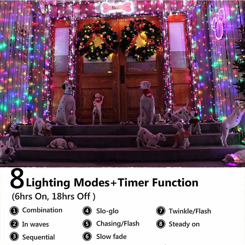 Outdoor Christmas String Lights, 66 FT 200 LED Christmas Lights with Remote  Control 8 Modes Timer Memory, Christmas Tree Lights IP67 Waterproof for