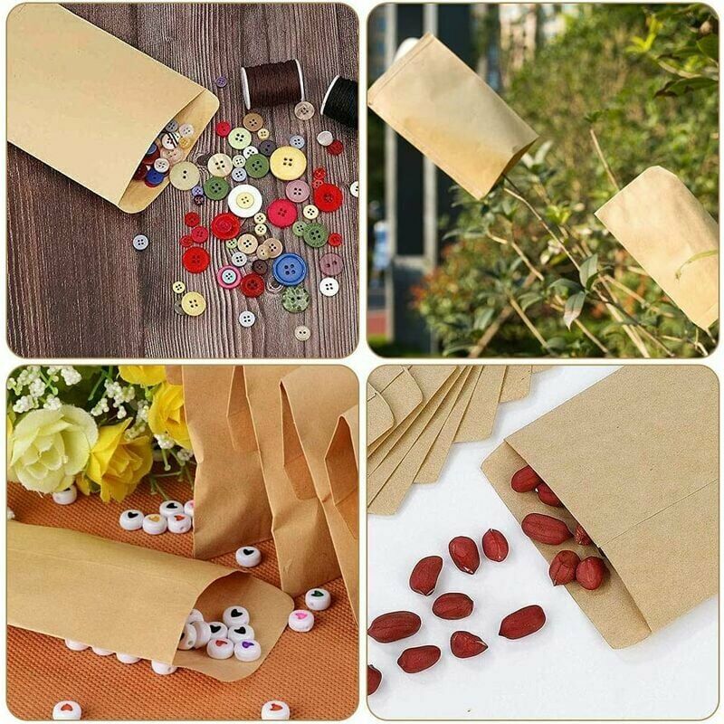 120 Pieces Small Kraft Paper Bags 6x10cm Mini Paper Bags Kraft Envelope  Jewelry Bags Flat Bags For Party Favors Jewelry Candy Candy Seeds