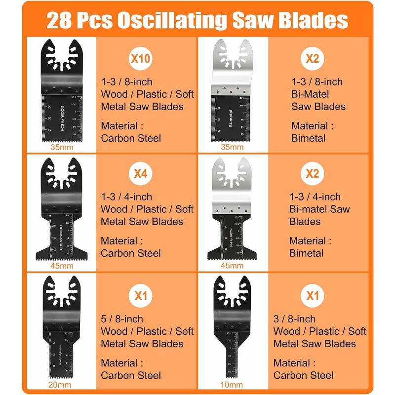 Dww-outil Multifonction Saw Blades Accessoires Kit28 Pcs