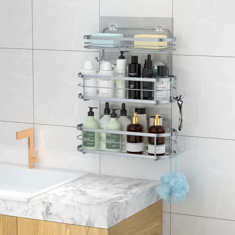2-Pack Adhesive Shower Caddy No Drilling Shower Racks Plastic For Inside  Shower & Kitchen Storage Cosmetic Storage - AliExpress