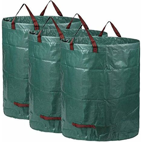 3 Pack Reuseable Garden Waste Bags - 32 Gal Large Leaf Bag Holder/Heavy  Duty Lawn Pool Yard Waste Bags/Waterproof Debris Bag