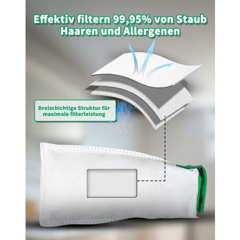 Pack of 10 Pcs Vacuum Cleaner Bags Compatible with Vorwerk Kobold