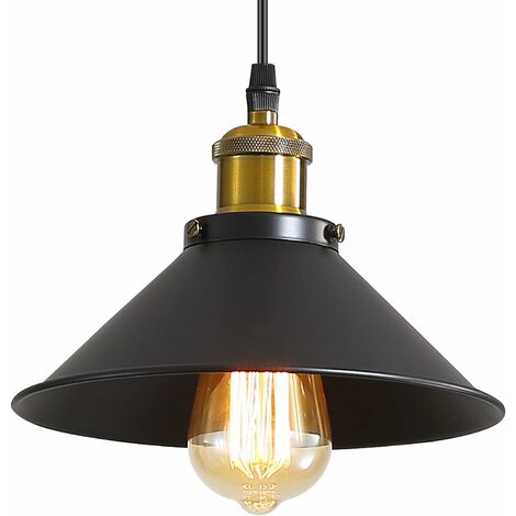 GOECO E27 Retro Pendelleuchte, Vintage Pendelleuchte, Industrielle Kronleuchter, Metall, Deckenleuchte, Schwarz, Deckenleuchte, für Esszimmer, Wohnzimmer, Küche, Schlafzimmer, Restaurant, Café und Ba
