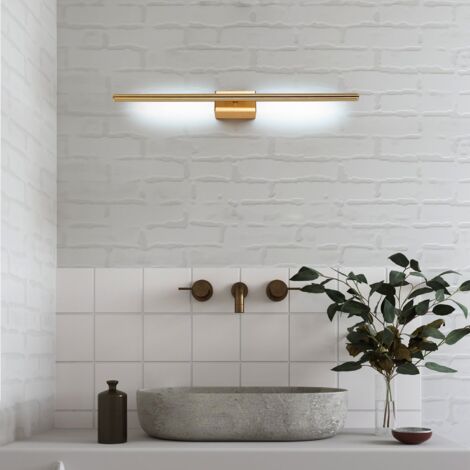 GOECO Innenwandlampe, LED Wandleuchte in Gold mit langem Streifen, Badezimmerspiegellicht 8W Weißes Licht 6000K