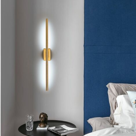 GOECO Innenwandlampe, LED Wandleuchte in Gold mit langem Streifen, Badezimmerspiegellicht 8W Weißes Licht 6000K