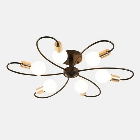 GOECO Deckenleuchte Vintage E27 Basis 6 Lichtern Deckenlampe Für Wohnzimmer Schlafzimmer Esszimmer Büro