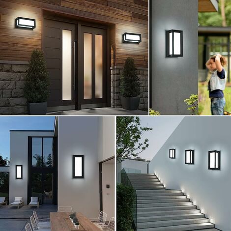 GOECO Moderne LED-Außenwandleuchte, 18W IP65 Wasserdicht, Rechteckige LED-Wandleuchte aus Metall für Hof, Garten, Terrasse, Villa, Flur, 6000K Kaltweiß