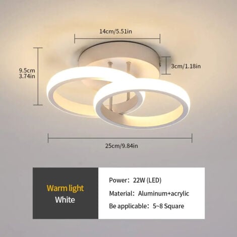 GOECO LED-Deckenleuchte, Ringförmiges Design LED-Deckenleuchte, Schlichte Moderne LED-Deckenleuchte, Geeignet für Flur, Küche, Eingangsbereich, Balkon, Warmweißes Licht 22W 3000K