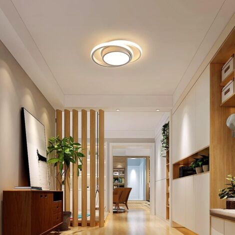 GOECO LED-Deckenleuchte Moderner Weißer, Doppelte Kreisform, 32W 3000LM Warmweiß 3000K für Schlafzimmer Flur Küche Balkon (27x22x6 cm)