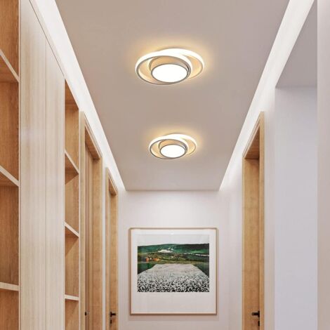 GOECO LED-Deckenleuchte Moderner Weißer, Doppelte Kreisform, 32W 3000LM Warmweiß 3000K für Schlafzimmer Flur Küche Balkon (27x22x6 cm)