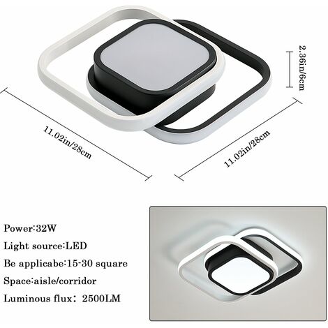 GOECO LED Deckenleuchte Modern, 32W Deckenlampe LED, LED Deckenleuchte Quadratisch für Wohnzimmer, Schlafzimmer, Esszimmer und Diele 6000K, Kaltweiß