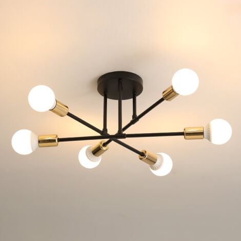 Sputnik Kronleuchter Modern 6 Flammig Pendelleuchte E27 Lampenfassung,  geeignet für Wohnzimmer, Esszimmer, Arbeitszimmer, Bar und Schlafzimmer  (ohne Leuchtmittel)