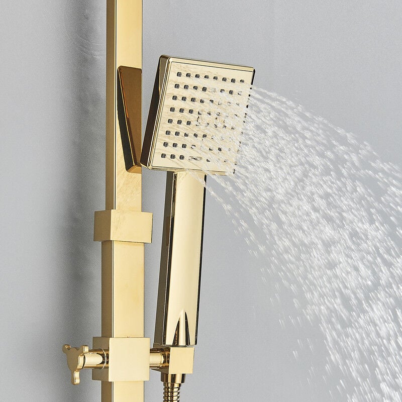 Robinet de douche or brossé, pommeau de douche à effet pluie laiton 8  pouces avec douchette à main robinet de douche à effet pluie - Cdiscount  Bricolage