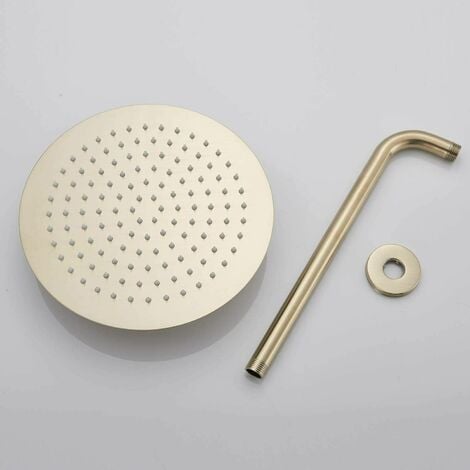 Ensemble de douche encastrable doré brossé 25cm25cm Système de douche 2 fonctions mitigeur de douche avec rond ultra fin pommeau de douche en laiton Kit Douche Encastrable Plafond