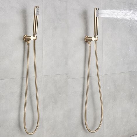 Ensemble de douche encastrable doré brossé 25cm25cm Système de douche 2 fonctions mitigeur de douche avec rond ultra fin pommeau de douche en laiton Kit Douche Encastrable Plafond