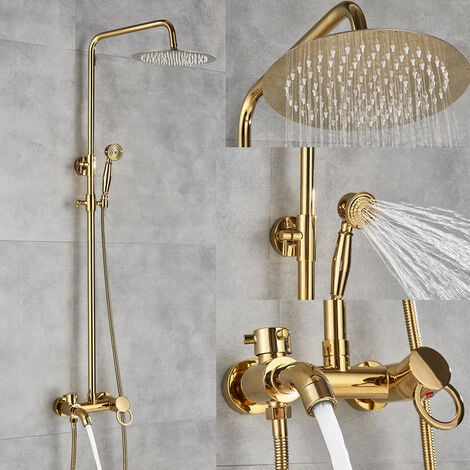 Ensemble de robinets de douche de pluie de salle de bains à montage mural  Ensemble de système de douche à LED en nickel léger dissimulé Mélangeur de