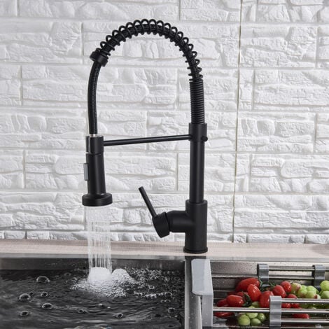 Robinet de cuisine noir mitigeur de cuisine avec douchette mitigeur pivotant à 360°