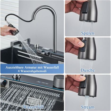 Robinet de cuisine, robinet intelligent intégré, affichage numérique, ensemble de robinets de cuisine multifonctionnels, mode de commutation piano-clavier