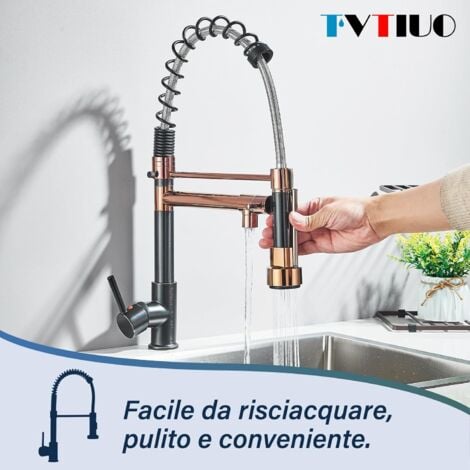 Robinet Cuisine Douchette Evier Cuisine Mitigeur Evier Avec Douchette Extractible 2 Fonctions Bec Pivotant à 360° Robinet Evier Mitigeur Cuisine Douchette Mitigeur Or Rose