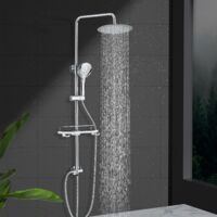 Suguword – Colonne de douche hydromassante chromée – Douche pluie 25cm en acier inoxydable – Douchette à main ABS 3 jets – Hauteur réglable 70-117cm