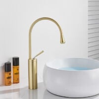 Robinet de Salle de Bain, Robinet de lavabo Or brossé, Robinet de Haute Qualité, Robinet lavabo Salle de Bain eau Froide et Chaude Disponible