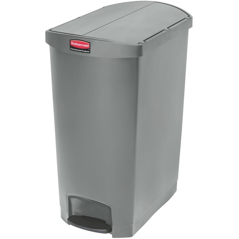 Rubbermaid Slim Jim® Step-On-Tretabfallbehälter, 90 l, Kunststoff, Pedal  seitlich, beige