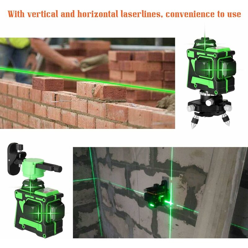 Niveau-Laser Vert Autonivelant 3X360° , Rotatif 3D 12 Lignes  Autonivellement