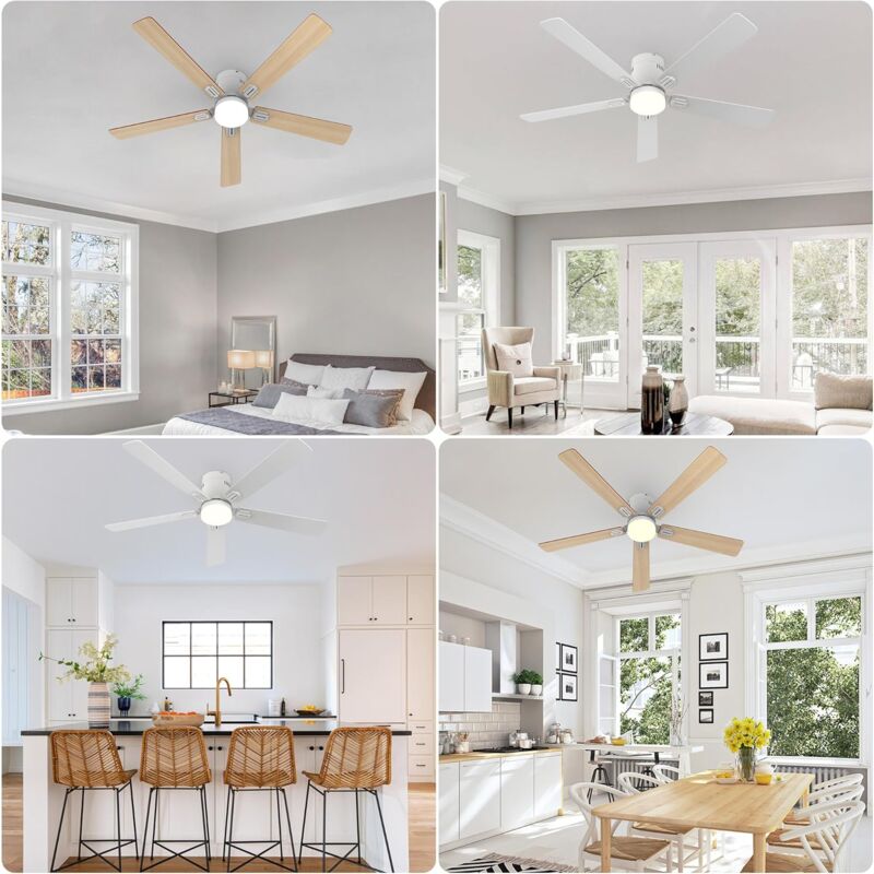 Ventilateur De Plafond Westinghouse COMET 132 Cm - Blanc/Hêtre - Avec Lumière Et Chainettes