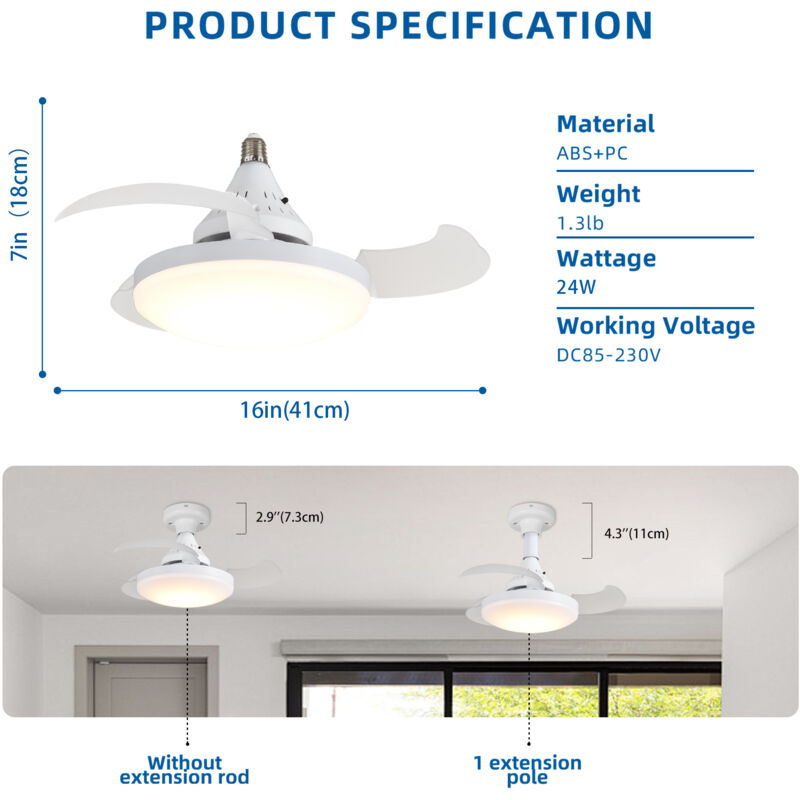 Ganeed Ventilateur de Plafond à LED 6 Vitesses Fan Silencieux avec Dimmable Eclairage 3 Couleurs Lampe - Gold - Bricolage