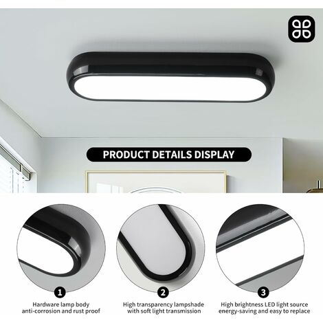 Ganeed Plafonnier LED Moderne, 32W 1900LM Plafonnier Linéaire, Lumière Blanche Froide 6000K Lampe de Plafond en Acrylique pour Salon, Chambre, Cuisine, Couloir, Studio