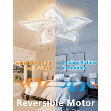 Ganeed Ventilateur De Plafond Silencieux à LED Avec éclairage, Plafonnier De Chambre à Coucher 60W, Avec Télécommande Et Lampe à Intensité Variable Avec Ventilateur Acrylique Lampes Cuisine De Salon