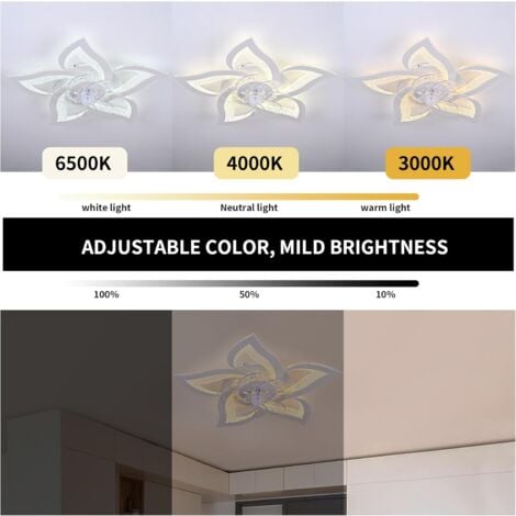 Ganeed Ventilateur De Plafond Silencieux à LED Avec éclairage, Plafonnier De Chambre à Coucher 60W, Avec Télécommande Et Lampe à Intensité Variable Avec Ventilateur Acrylique Lampes Cuisine De Salon