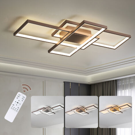 Ganeed Plafonnier Dimmable, 3 Carrés Plafonniers LED Modernes avec Télécommande, 68W Acrylique Encastré Éclairage Lampe de Plafond Lustre Applique Murale Luminaire pour Salon Salle à Manger Chambre