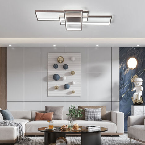 Ganeed Plafonnier Dimmable, 3 Carrés Plafonniers LED Modernes avec Télécommande, 68W Acrylique Encastré Éclairage Lampe de Plafond Lustre Applique Murale Luminaire pour Salon Salle à Manger Chambre
