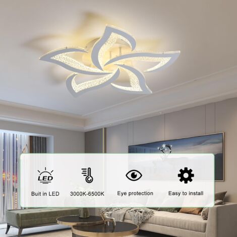 Ganeed Plafonnier LED Dimmable,45W Luminaire Plafonnier Télécommande, 3000k-6500k Φ59cm, Lampe de Plafond Salon Chambre