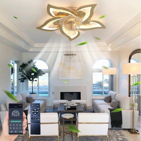 Ganeed Ventilateur De Plafond Silencieux à LED Avec éclairage, Plafonnier De Chambre à Coucher 60W, Avec Télécommande Et Lampe à Intensité Variable Avec Ventilateur Acrylique Lampes Cuisine De Salon
