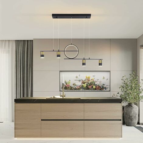 Ganeed Lustre de table à manger , Lustre suspendu linéaire à intensité variable avec télécommande, Lustre à LED linéaire moderne, Lustre linéaire pour cuisine, salle à manger