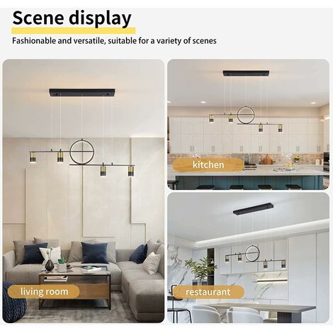 Ganeed Lustre de table à manger , Lustre suspendu linéaire à intensité variable avec télécommande, Lustre à LED linéaire moderne, Lustre linéaire pour cuisine, salle à manger