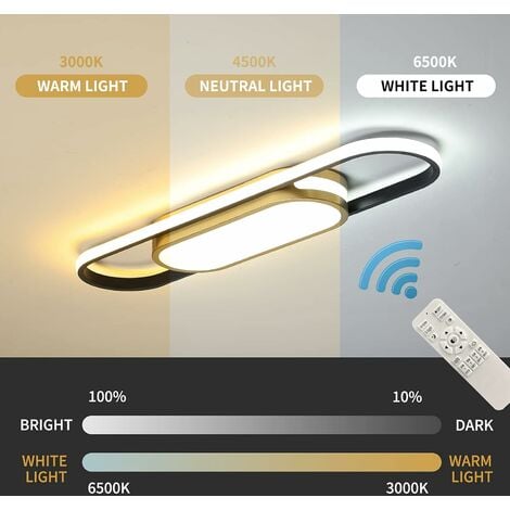Ganeed Plafonniers LED Éclairage de Plafond modernes à encastrer Dimmable LED 40W Plafonnier avec télécommande Acrylique linéaire Lampe de Plafond Luminaire pour salon Cuisine Salle à manger Chambre